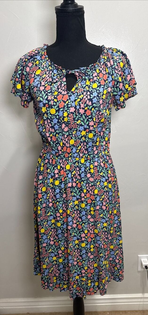 Talbots Dress Ditsy Floral Ruffle Women's Size 4 Petite Fairycore Beachy